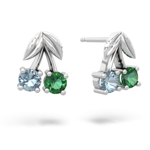 aquamarine-lab emerald cherries earrings