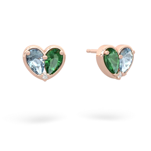 aquamarine-lab emerald one heart earrings