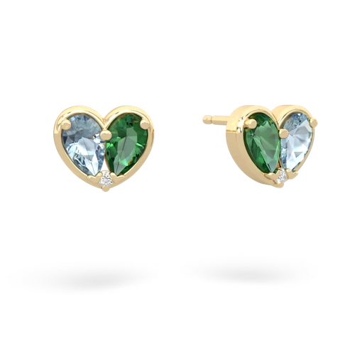 aquamarine-lab emerald one heart earrings