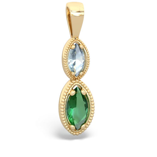 aquamarine-lab emerald antique milgrain pendant