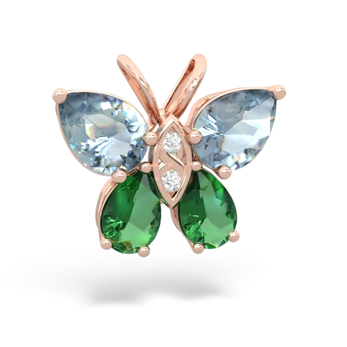 aquamarine-lab emerald butterfly pendant
