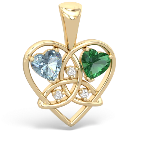 aquamarine-lab emerald celtic heart pendant