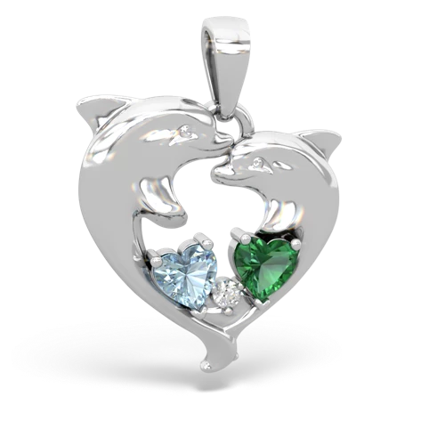 aquamarine-lab emerald dolphins pendant