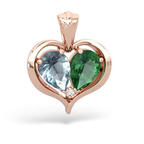 Aquamarine Genuine Aquamarine with Lab Created Emerald Two Become One pendant Pendant