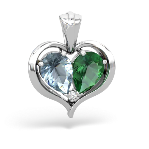 aquamarine-lab emerald half heart whole pendant