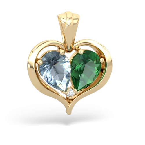 aquamarine-lab emerald half heart whole pendant