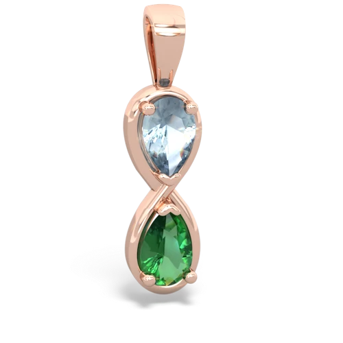 Aquamarine Genuine Aquamarine with Lab Created Emerald Infinity pendant Pendant