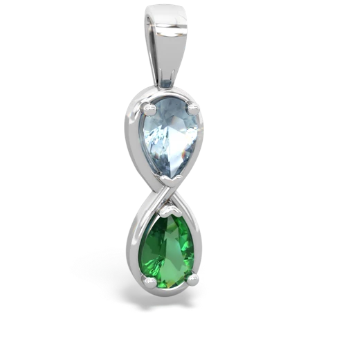 aquamarine-lab emerald infinity pendant