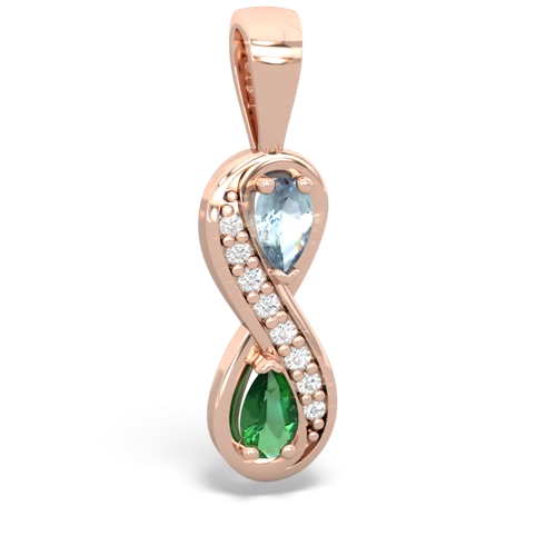 Aquamarine Genuine Aquamarine with Lab Created Emerald Keepsake Infinity pendant Pendant