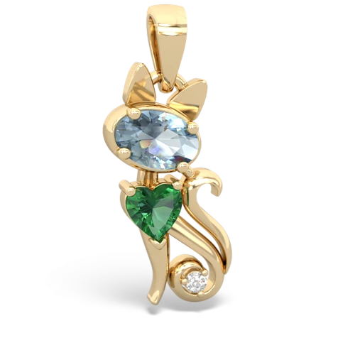 aquamarine-lab emerald kitten pendant