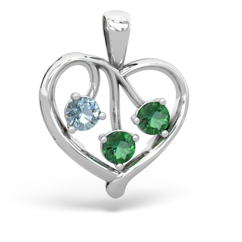 Aquamarine Genuine Aquamarine with Lab Created Emerald and Genuine Fire Opal Glowing Heart pendant Pendant