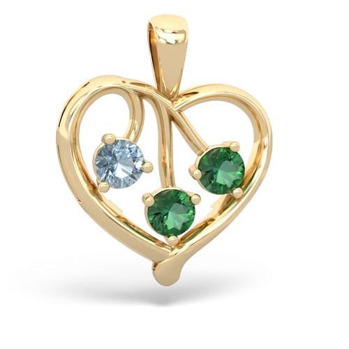 aquamarine-lab emerald love heart pendant