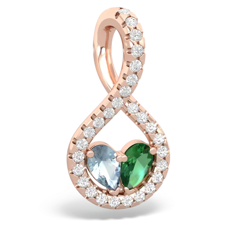 Aquamarine Genuine Aquamarine with Lab Created Emerald PavÃ© Twist pendant Pendant