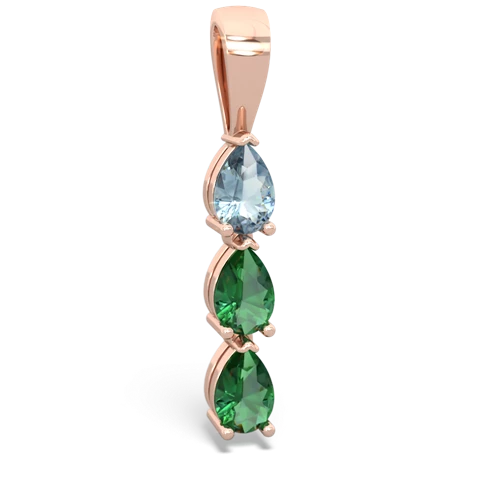 Aquamarine Genuine Aquamarine with Lab Created Emerald and  Three Stone pendant Pendant