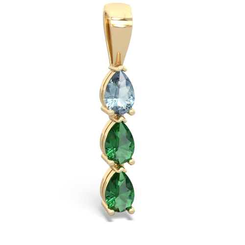 Aquamarine Genuine Aquamarine with Lab Created Emerald and Genuine Aquamarine Three Stone pendant Pendant
