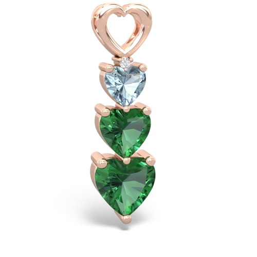 Aquamarine Genuine Aquamarine with Lab Created Emerald and  Past Present Future pendant Pendant