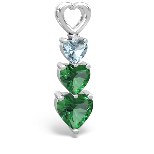 aquamarine-lab emerald three stone pendant
