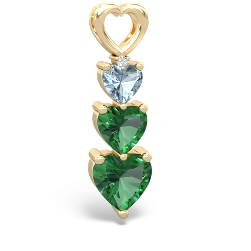 Aquamarine Genuine Aquamarine with Lab Created Emerald and Lab Created Emerald Past Present Future pendant Pendant