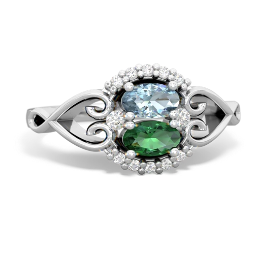 aquamarine-lab emerald antique keepsake ring