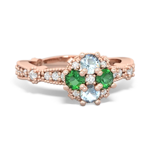 aquamarine-lab emerald art deco engagement ring