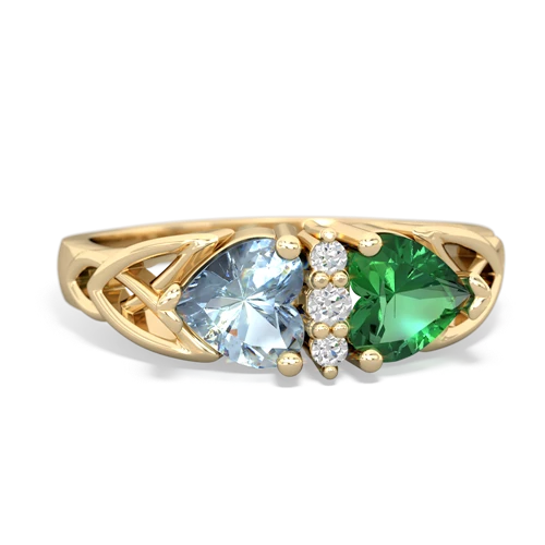 aquamarine-lab emerald celtic ring