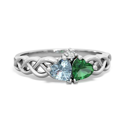 aquamarine-lab emerald celtic braid ring