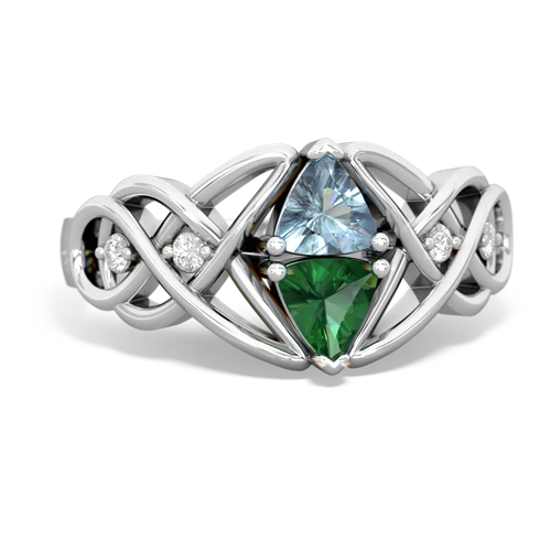 aquamarine-lab emerald celtic knot ring