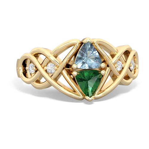 aquamarine-lab emerald celtic knot ring