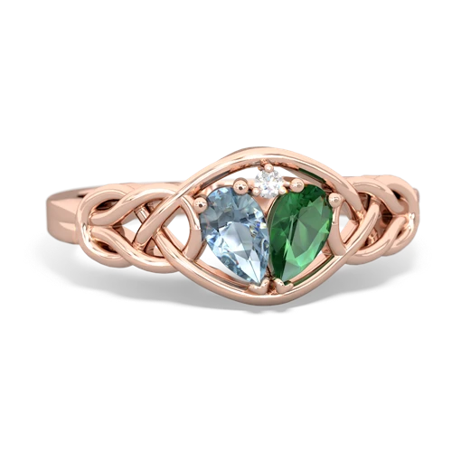 aquamarine-lab emerald celtic knot ring