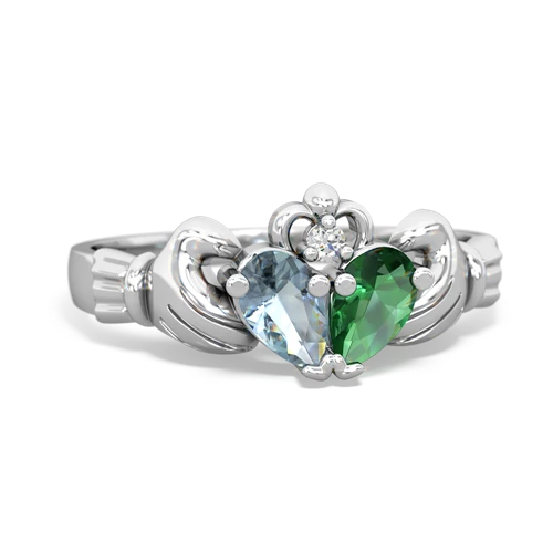 aquamarine-lab emerald claddagh ring