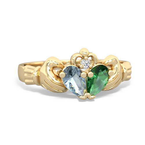 aquamarine-lab emerald claddagh ring