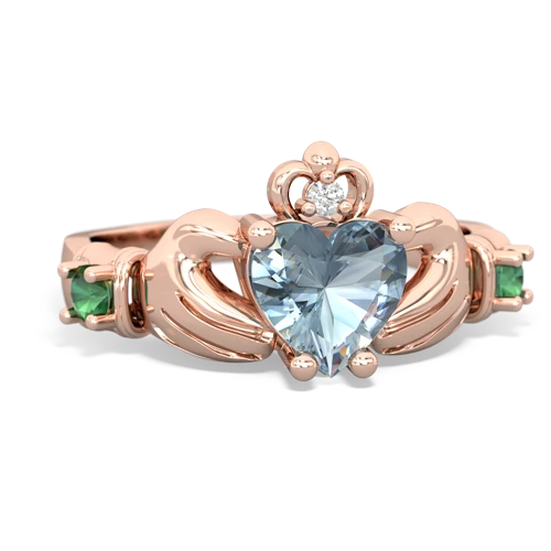 Aquamarine Genuine Aquamarine with Lab Created Emerald and Genuine Aquamarine Claddagh ring Ring