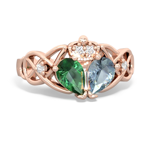 aquamarine-lab emerald claddagh ring