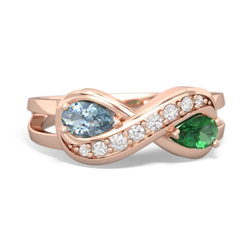 Aquamarine Genuine Aquamarine with Lab Created Emerald Diamond Infinity ring Ring
