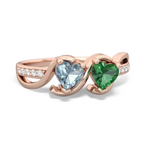 Aquamarine Genuine Aquamarine with Lab Created Emerald Side by Side ring Ring