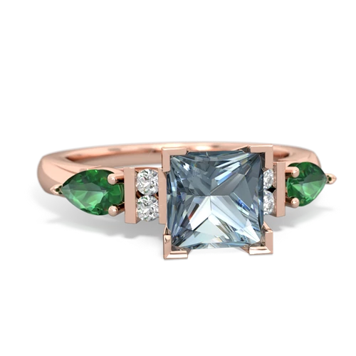 Aquamarine Genuine Aquamarine with Lab Created Emerald and  Engagement ring Ring
