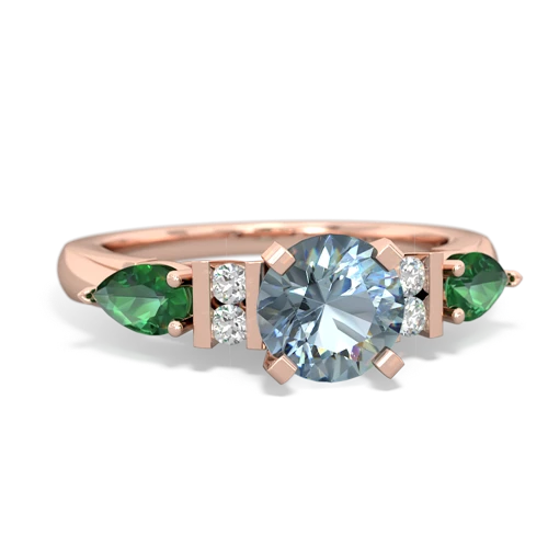 Aquamarine Genuine Aquamarine with Lab Created Emerald and  Engagement ring Ring