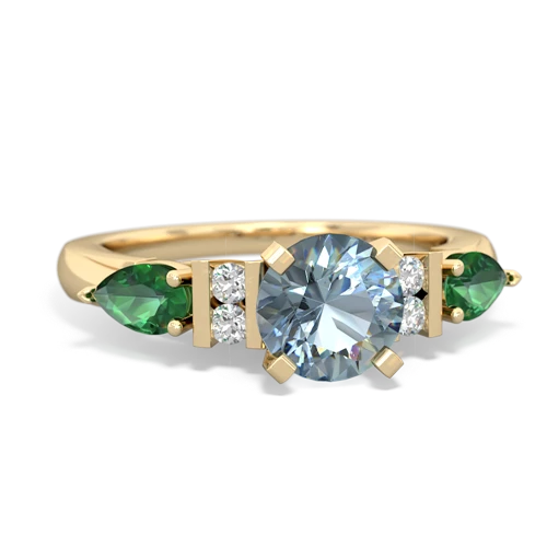Aquamarine Genuine Aquamarine with Lab Created Emerald and Genuine Fire Opal Engagement ring Ring