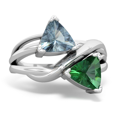 aquamarine-lab emerald filligree ring