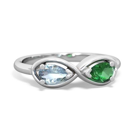 aquamarine-lab emerald infinity ring