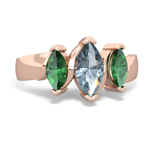 Aquamarine Genuine Aquamarine with Lab Created Emerald and  Three Peeks ring Ring