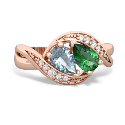 Aquamarine Genuine Aquamarine with Lab Created Emerald Summer Winds ring Ring