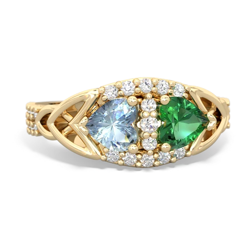 aquamarine-lab emerald keepsake engagement ring