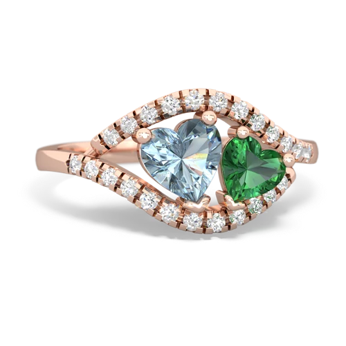 Aquamarine Genuine Aquamarine with Lab Created Emerald Mother and Child ring Ring