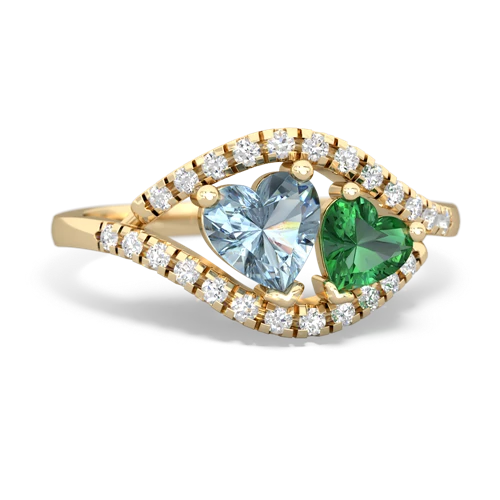aquamarine-lab emerald mother child ring