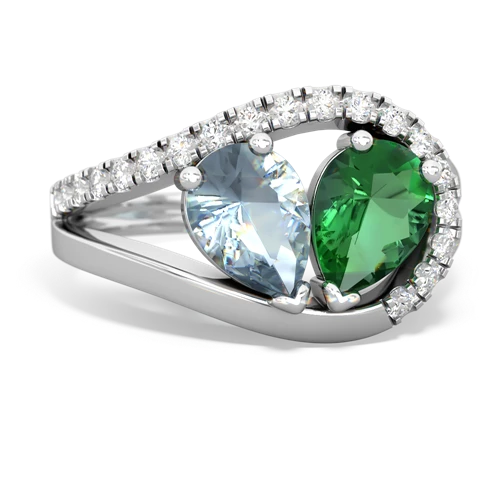 aquamarine-lab emerald pave heart ring