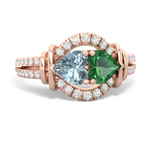 aquamarine-lab emerald pave keepsake ring