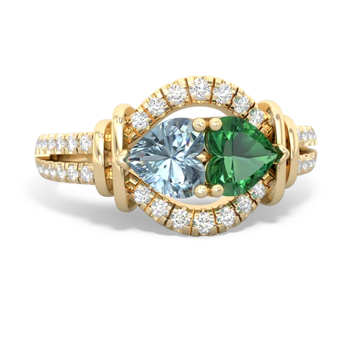 aquamarine-lab emerald pave keepsake ring