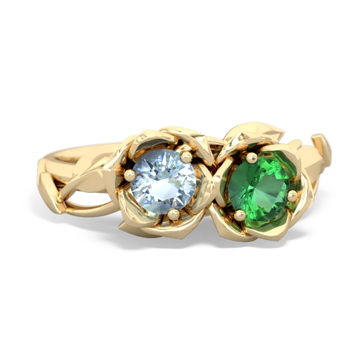 aquamarine-lab emerald roses ring
