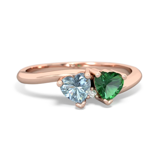 Aquamarine Genuine Aquamarine with Lab Created Emerald Sweetheart's Promise ring Ring